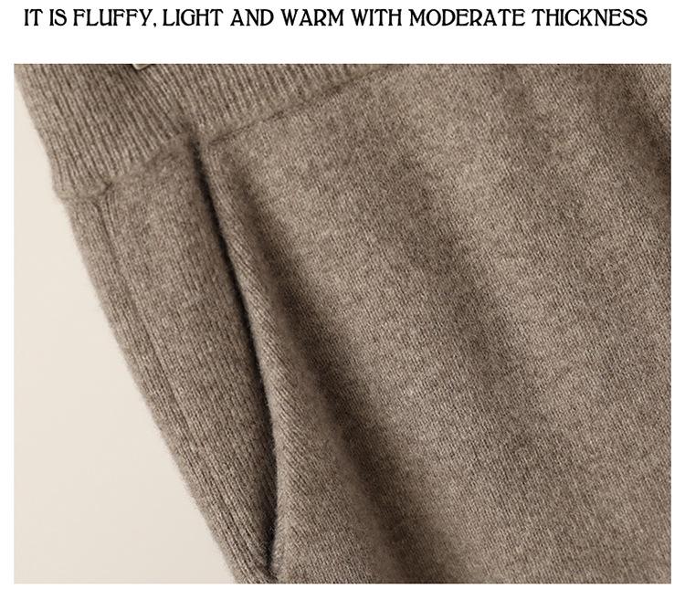 Dámské vlněné pletené kalhoty se širokými nohavicemi - Zeštíhlující, Středový šev, Zesílené, Ležérní, Délka až na zem pro podzim a zimu