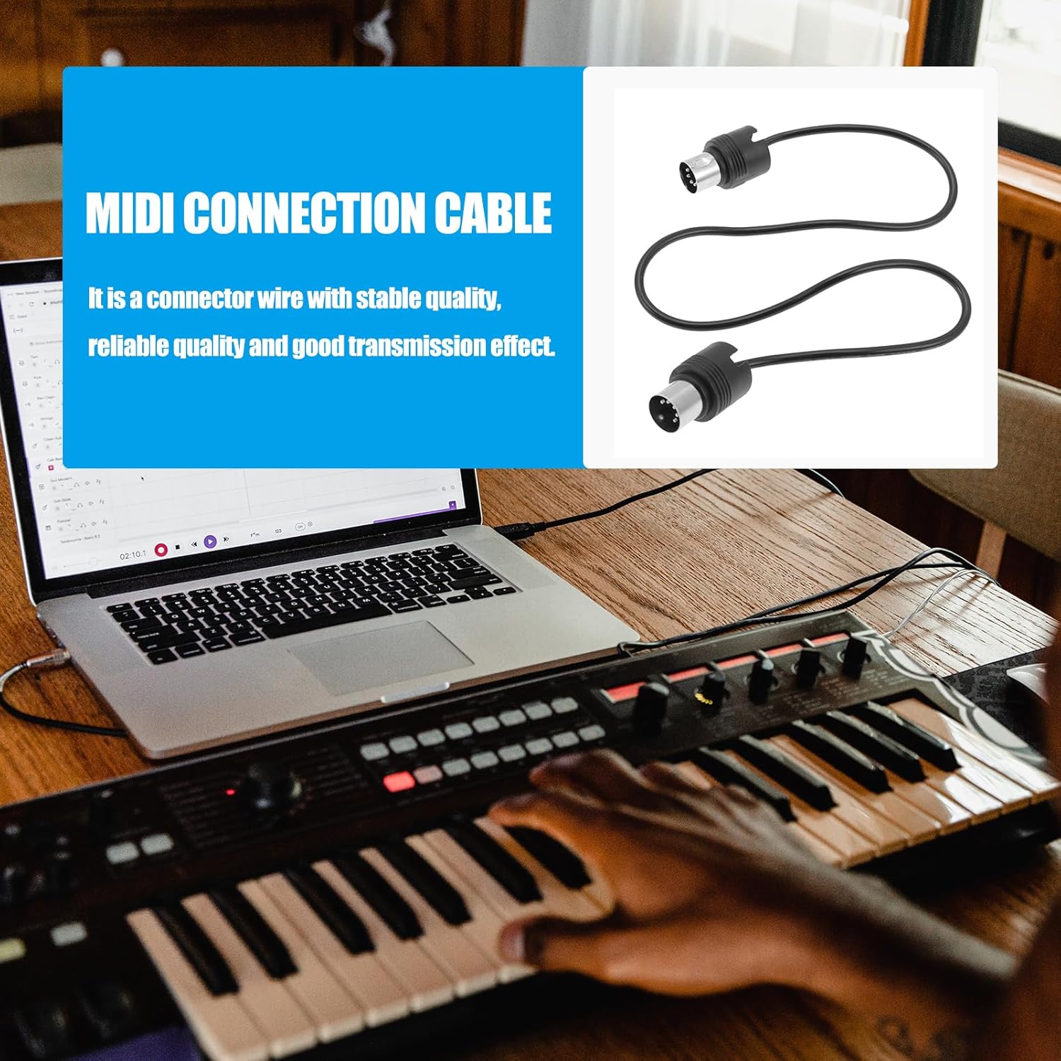 

2 шт. Кабель-переходник Midi «папа» — «папа», Профессиональный кабель-адаптер Midi для клавиатуры, 19,68 дюйма, Черный, Сплав и пластик, для домашнего использования, Идеально подходит для аудио