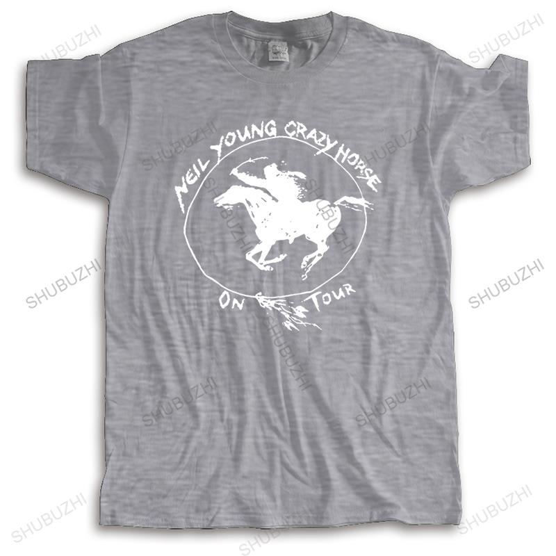 Kule herre-t-skjorter Mote-t-skjorter i bomull Hipster-topper Nye Neil Young Crazy Horse Zum O-hals Herre Kort Bomulls-skjorter