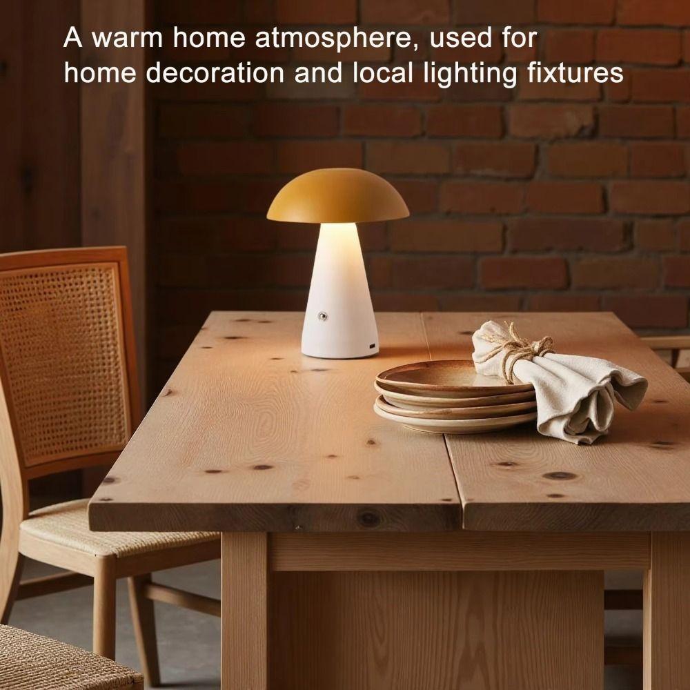 Touch-Activated Mushroom Lamp 3 Color Extended Illumination Touch Desk Light Dimmable USB Rechargeable Rechargeable Lamp Bedroom