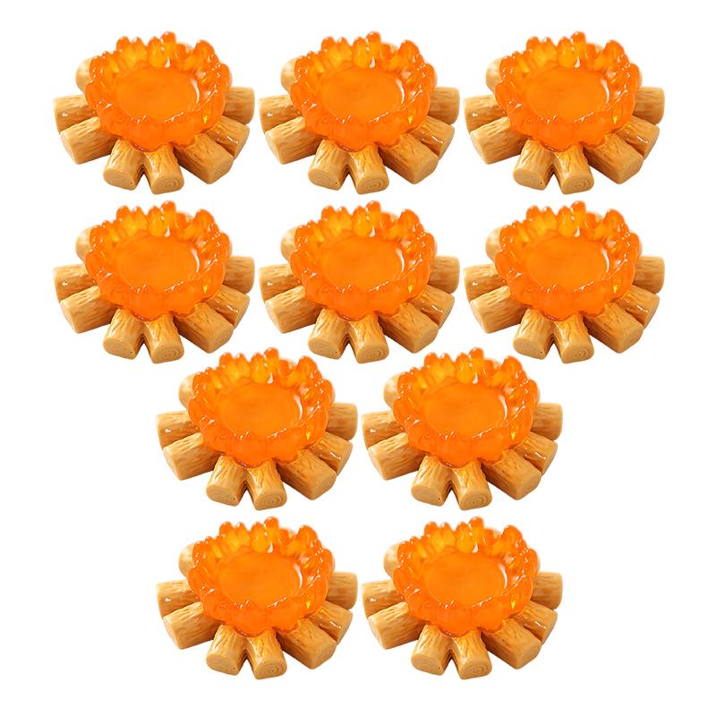 10Pcs Mini Fake Campfire Ornament Set Waterproof Resin Fire Models for Garden Patio Mini Scene Decoration