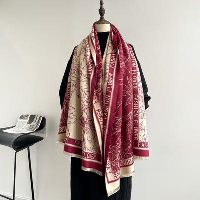Hochwertiger Imitat-Kaschmirschal Damen Neu Winter Druck Verdickt Warmer Schal Vielseitig Klimatisierter Raum Süßes Mädchen Schal