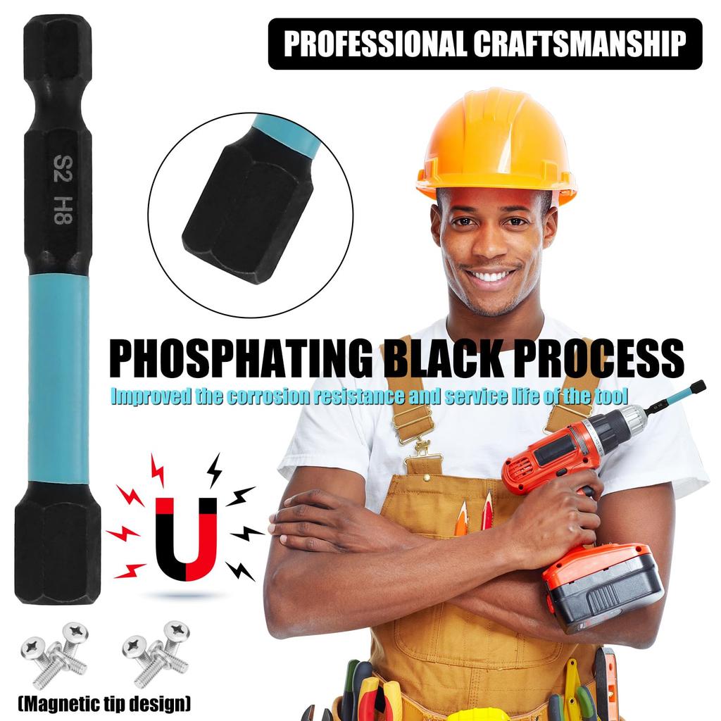 21Pcs/Set S2 Alloy Steel 1/4 Inch Hex Shank Magnetic Screwdriver Bits Set with Extension Bar for Power Tools