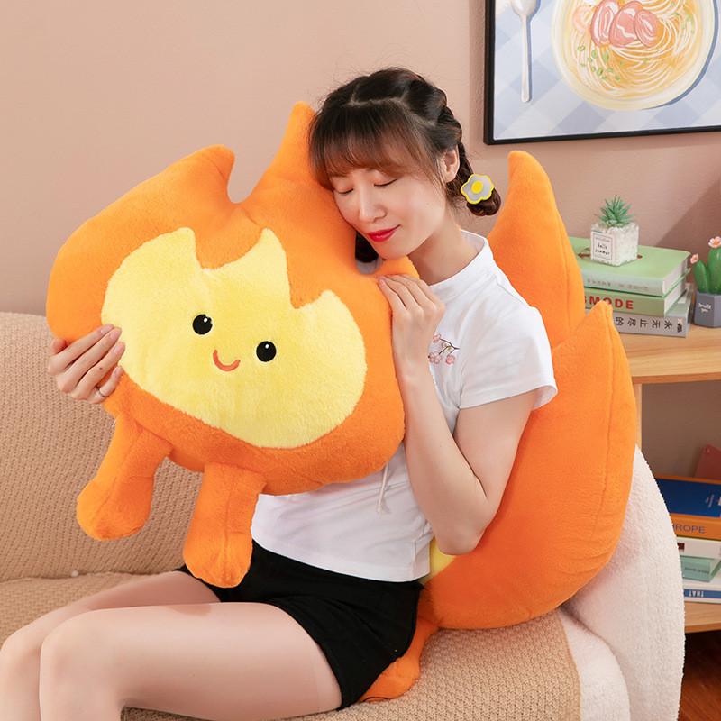 Cute Cartoon Flame Plush Toy Pillow Adorable Fire Element Stuffed Cushion Gift For Her