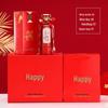 Red Glass Baijiu Bottle with High Seal, 500ml – Perfect for Weddings and Celebrations, Gift Box Included.