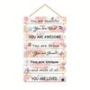 Inspirational Girl Room Decor Motivational Wall Art Plaque Positive Affirmations Hanging Wooden Sign for Girls Kids Room Nursery Toddlers Playroom