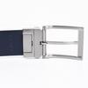 Emporio Armani Wide Belt with Embossed Black and Stringa System EM001772 AF15136 MC080 Men's 3.5cm Logo, Blue, Compatible, Reversible, [Used]