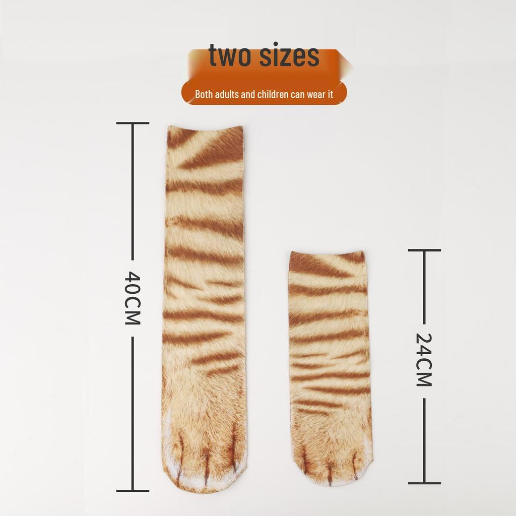 Meias de Meia Panturrilha Garra de Animal - Meias Divertidas Estampadas para Adultos e Crianças
