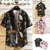 Trysimple Casual Aloha Summer Short Sleeve Shirt with Leaf Open Half and Design Men's Shirt, Print, Collar, Sleeves, Figure-Flattering (3XL, Black)