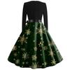 Women's Fashion Casual Round Neck Christmas Print Long Sleeve Dress