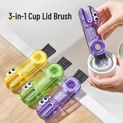 3-in-1 Multifunctional Cleaning Brush Set: Cup Lid, Crevice, Straw & Insulated Cup Brush