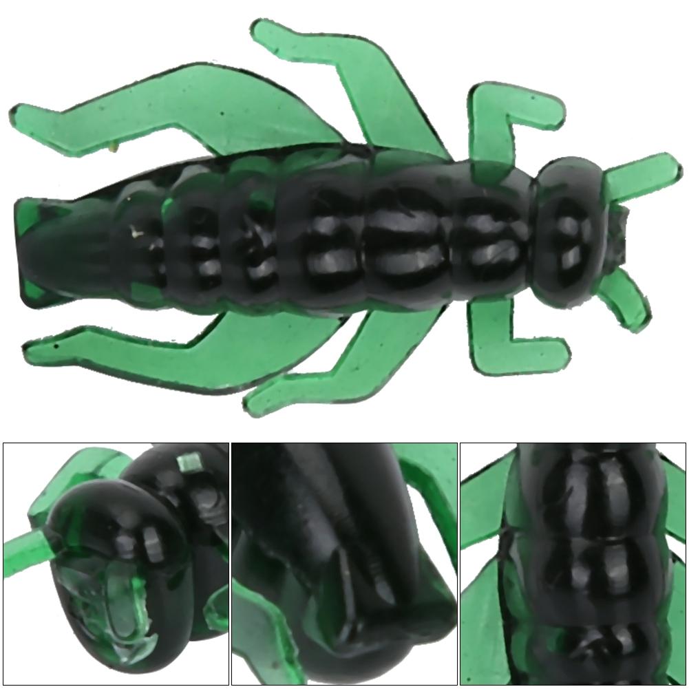 5 Pack 2.3cm Soft Cricket Bait Simulation Insect Lures for Carp Fly Fishing Baits ( Dark Green)