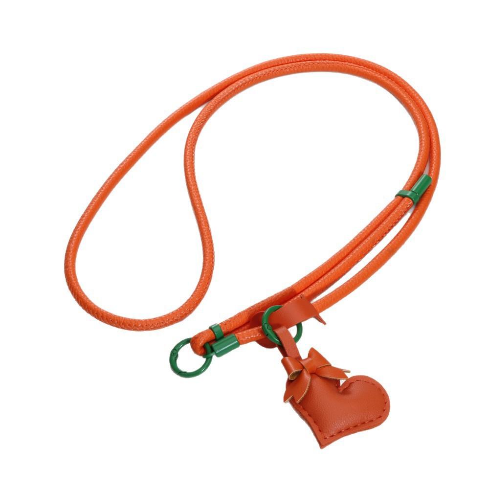 Leather Messenger Mobile Phone Lanyard Love Pendant Long Adjustable Neck Strap Strong and Durable Gasket Anti-lost Women
