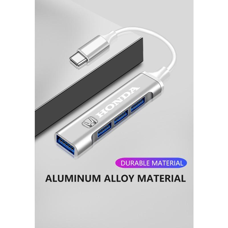 4 Ports USB 3.0 HUB TYPE-C Multi High Data Transmission Car Adapter for Honda Passport Stepwgn CRV BRV HRV Insight Fit Jazz Civic Accord Pilot