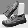 Fashion New Trend Mens Leather Casual Shoes Outdoor Comfortable Sneakers Fashion Soft Man Hiking Shoes Classic Non-slip Treking Footwear