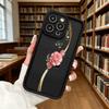 Pink Carnation Golden Swirls Luxury Anti-Slip TPU Phone Case For Xiaomi Redmi Note 15 14 13 12 11 10 9 Pro Full Protective Cover