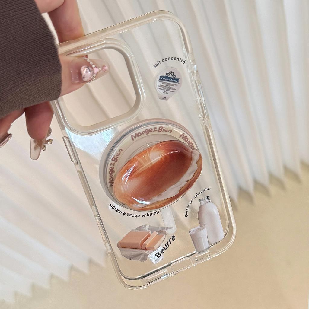 Ins Cream Bagel Halter 16pro Max Transparent für IPhone Hülle 17Für14 Sturzsicher 11 Nische Weich