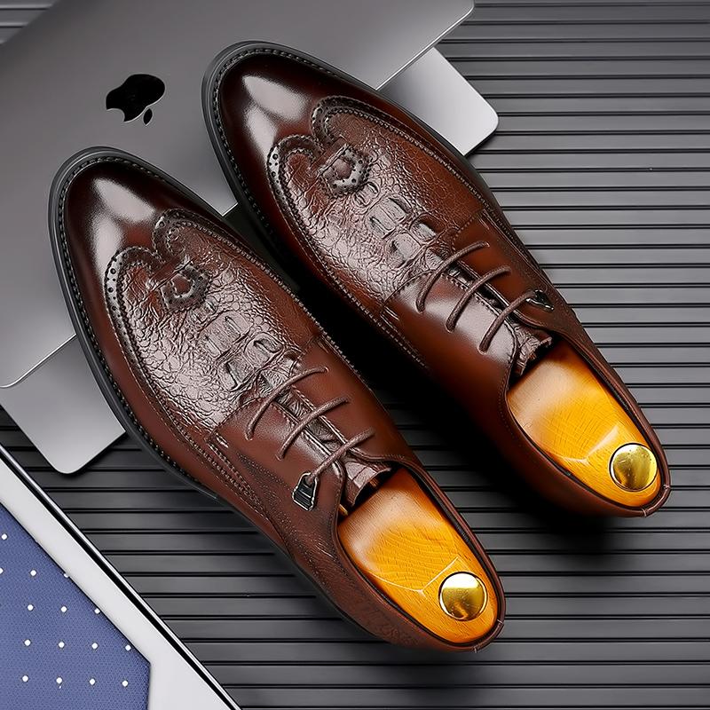 

Модная кожаная обувь для мужчин, повседневная обувь из натуральной кожи, модная деловая обувь Оксфорды, дизайнерская рабочая обувь высокого качества 44 коричневый