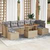VidaXL 8-piece Garden Dining Set with Beige Poly Rattan Cushions and Acacia 3349930