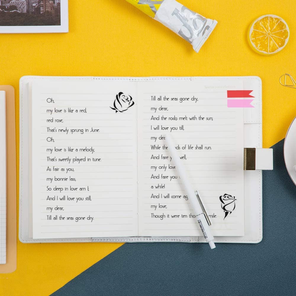 CAGIE Lockable PU Refillable Lockable Password Business System Memo Schedule White Notebook, Leather, Diary, Diary, Girl's Diary, Holder, Planner,
