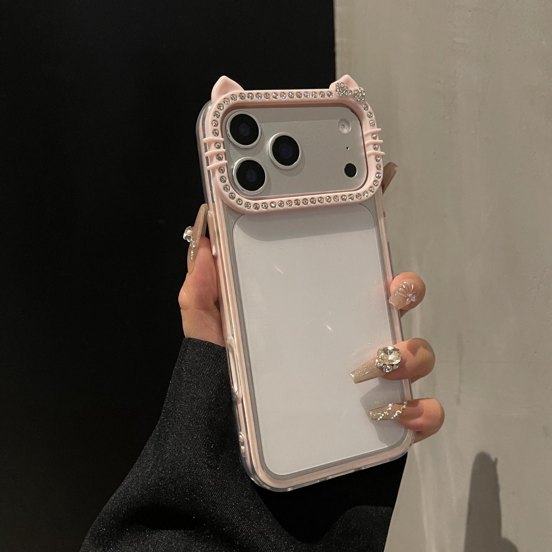 

Прозрачный акриловый чехол KT для наушников-капель для iPhone 17/iPhone 15 Pro Max с дизайном в виде пазов iPhone 16 розовый
