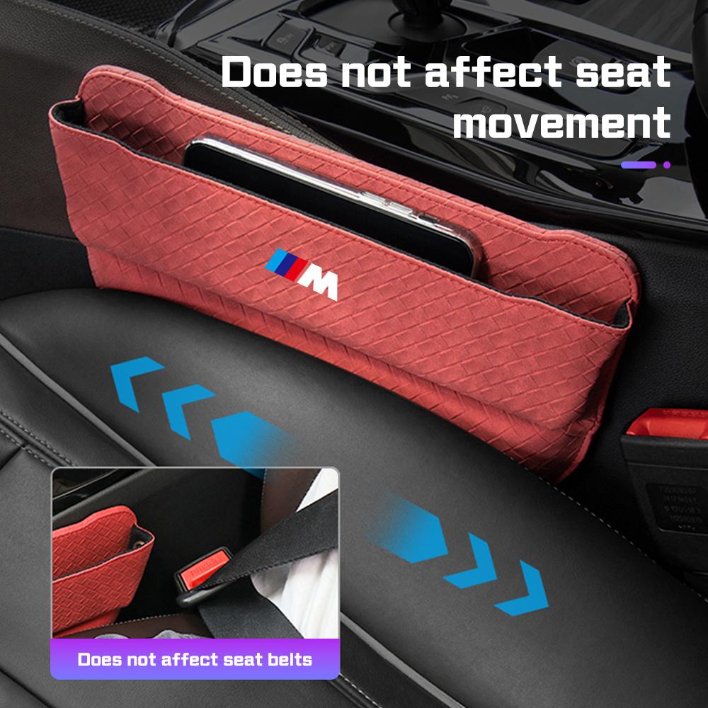 Suede Leather Car Seat Gap Storage Box Phone Keys Organizer For BMW M M3 M5 E90 F10 F48 F25 F30 G20 G11 G60 G70 X1 X3 X5 X6 X7 blhn58