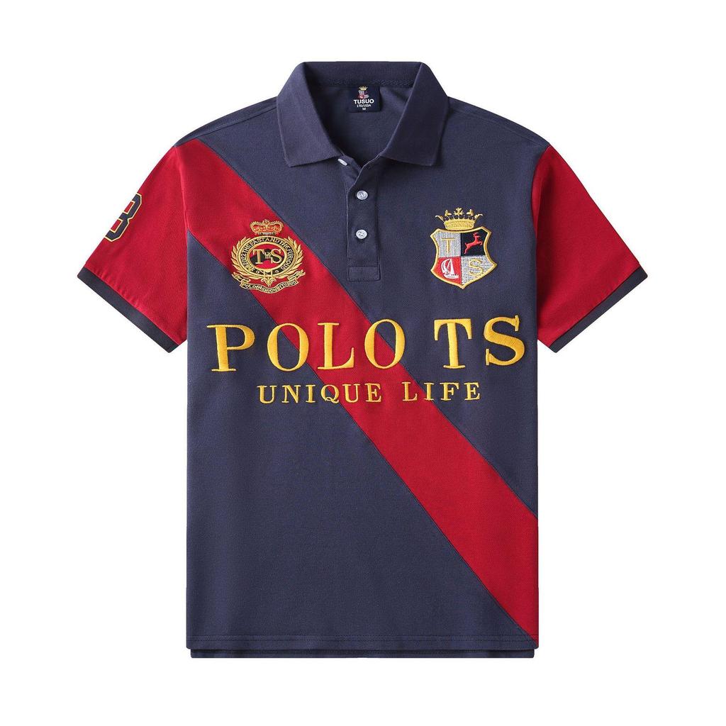 RogueWave Men's Polo Shirt Embroidery Stitching Color Contrast Classic Fashion Original Design Polo Collar Pure Cotton Breathable XS-7XL