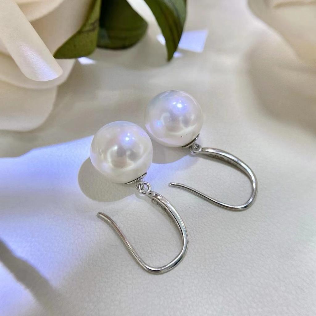 Freshwater Pearl Earrings Classic Versatile Ear Hook Round Edison Pearl Temperament Simple Pearl Earrings