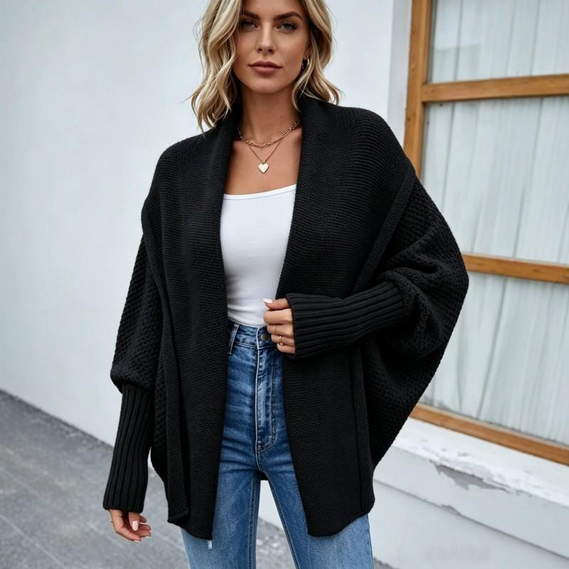 Womens Oversized Batwing Sleeve Knit Cardigan Sweater Solid Color Fall Winter 2026