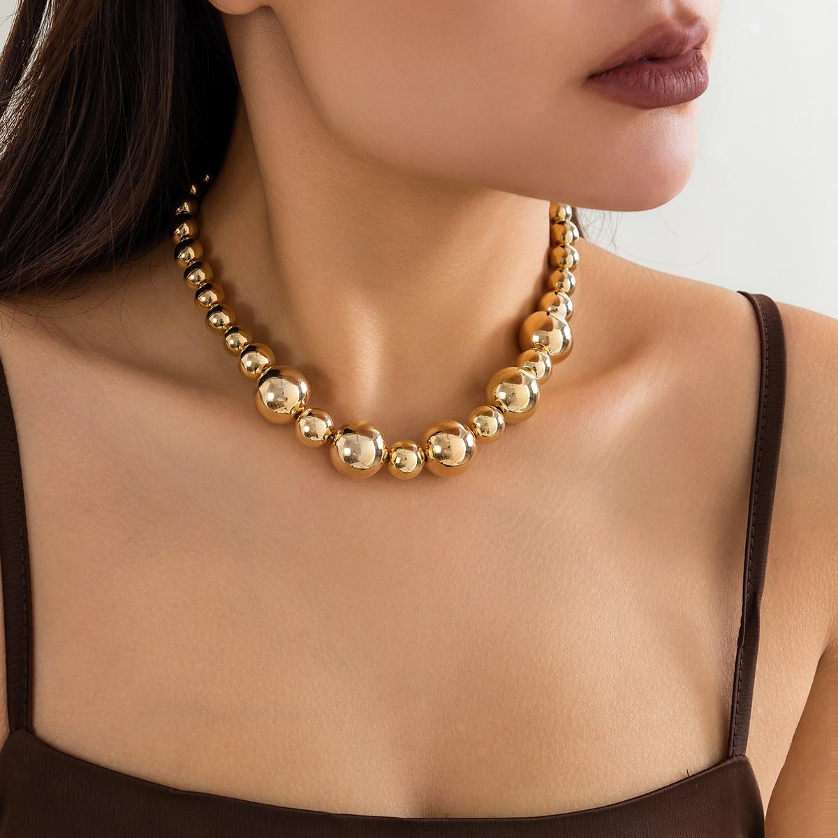 

Salircon Punk Irregular Acrylic Big CCB Ball Bead Chain Short Necklace Women s Fashion Choker On The Neck Elegant Jewelry Gift