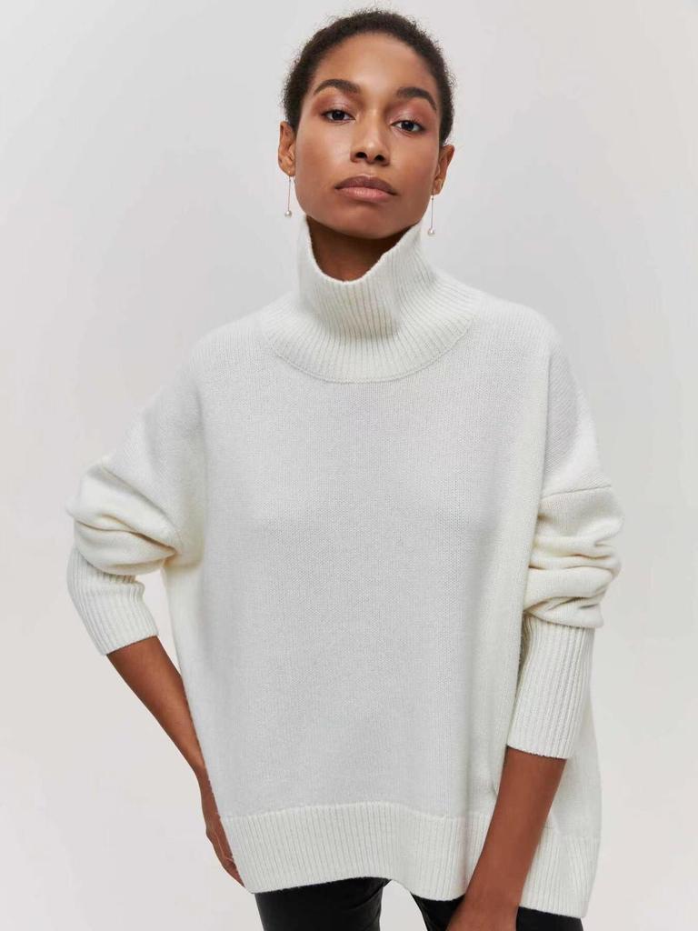 Women's Loose Half-High Neck Sweater – European and American Style, Fall/Winter