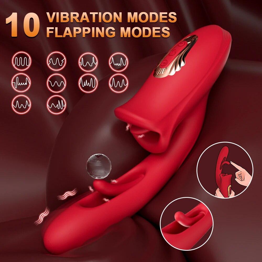 Tapping Biiting Vibrator Female Tongue Licking Swing Nipple Oral Clitoris Stimulator G Spot Massager Sex Toys for Adults Women