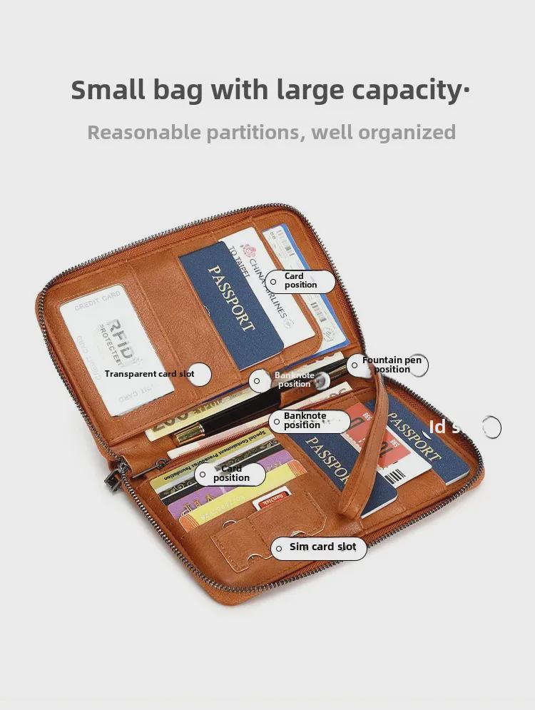 RFID Anti-Magnetic Passport Wallet with Zipper and Multifunctional Storage