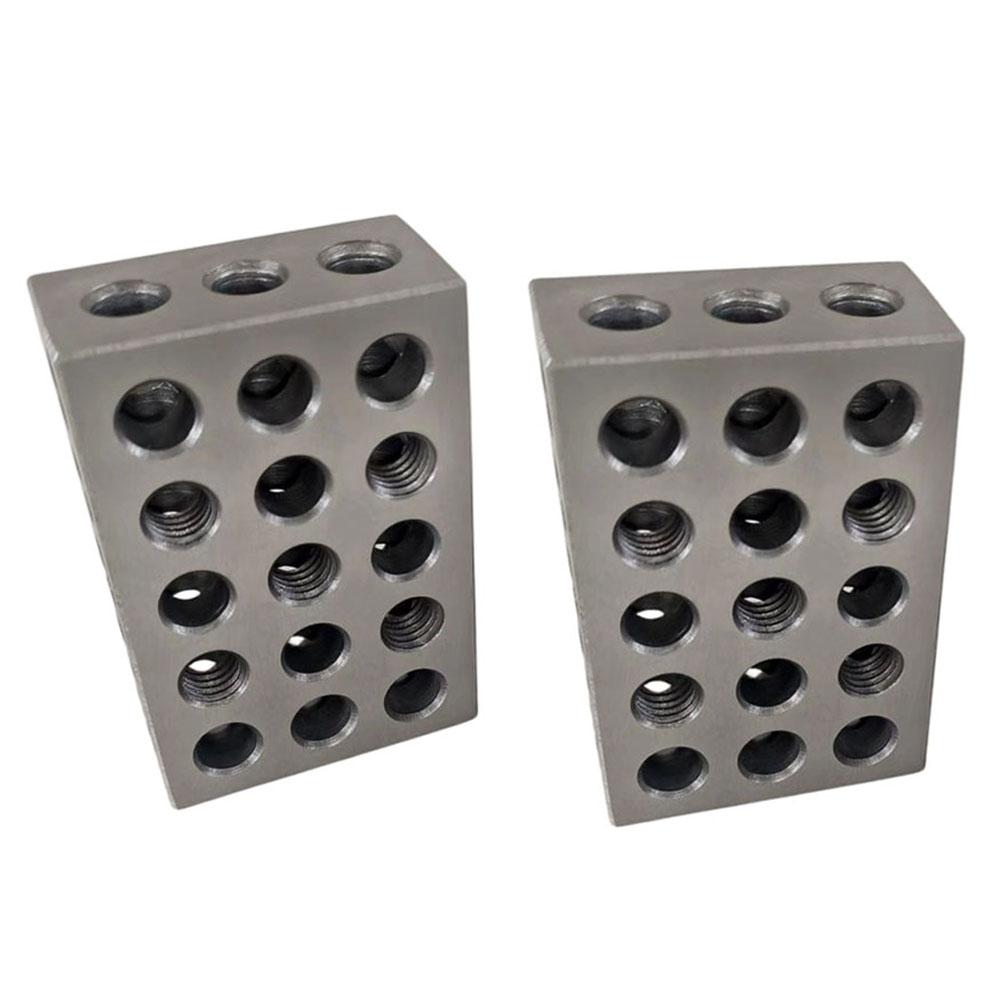 25-50-75mm Blocks Set Matched Pair 23 Holes Steel Setup Blocks With Screw Wrench For Machinists, Woodworkers