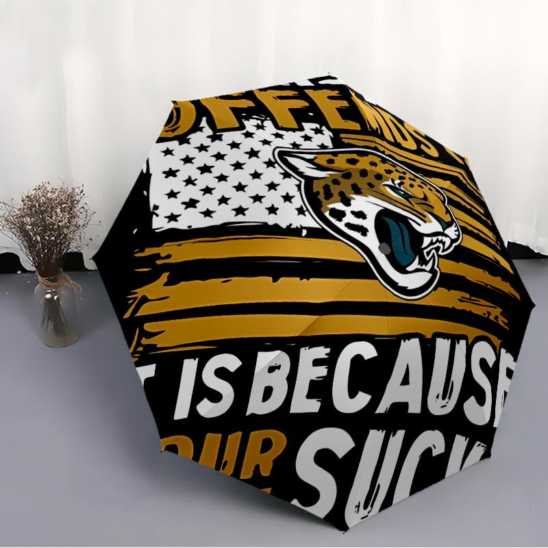 Printed Jacksonville Jaguars logo Folding Umbrella,Outdoor,Leisure,And Travel Umbrella,Durable Umbrella Fabric,Birthday And Holiday Gift