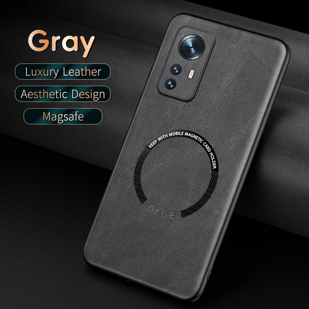 For Xiaomi 12 12X 12s 12 Pro 12s Pro 12s U Fine-Hole PU Cow Pattern Leather Outer Magnetic Ring Soft Edge Anti-Drop Phone Case