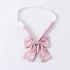 Japanese JK Girl Pink Checkered Neck Tie Bowknot School Student Uniform Pre-Tied Adjusted Bowtie for Cosplay Parties