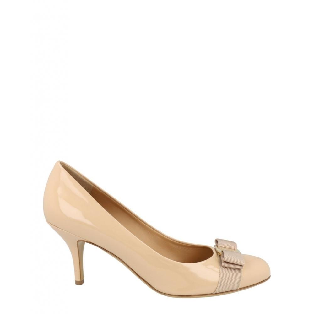 Salvatore Ferragamo Carla 70 Patent Leather Pumps Narrow Width Bone