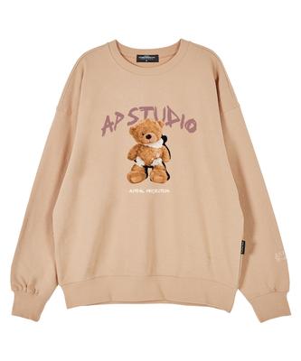 ASTRAL PROJECTION Wink Beardoll Oversized Drop Shoulder Sweatshirt_Peach