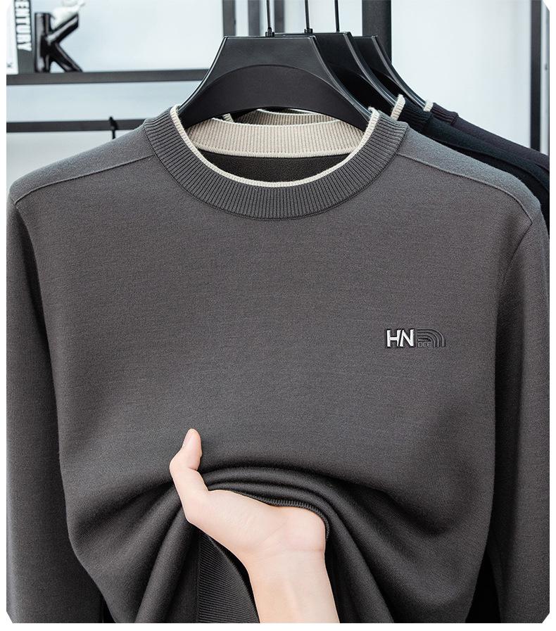Men's Autumn Winter Embroidered Wool-Blend Knit Sweater