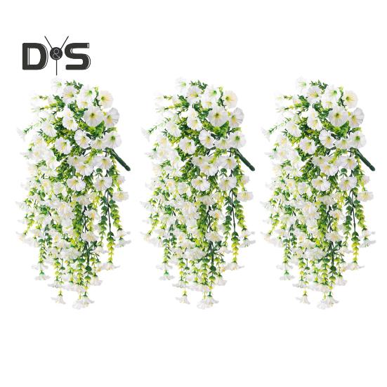 

3 шт. подвесной искусственный цветок ипомеи устойчивый к ультрафиолетовому излучению реалистичный искусственный шелковый цветок для свадебной вечеринки в помещении и на открытом воздухе в саду настенный искусственный цветок украшение 3pcs белый