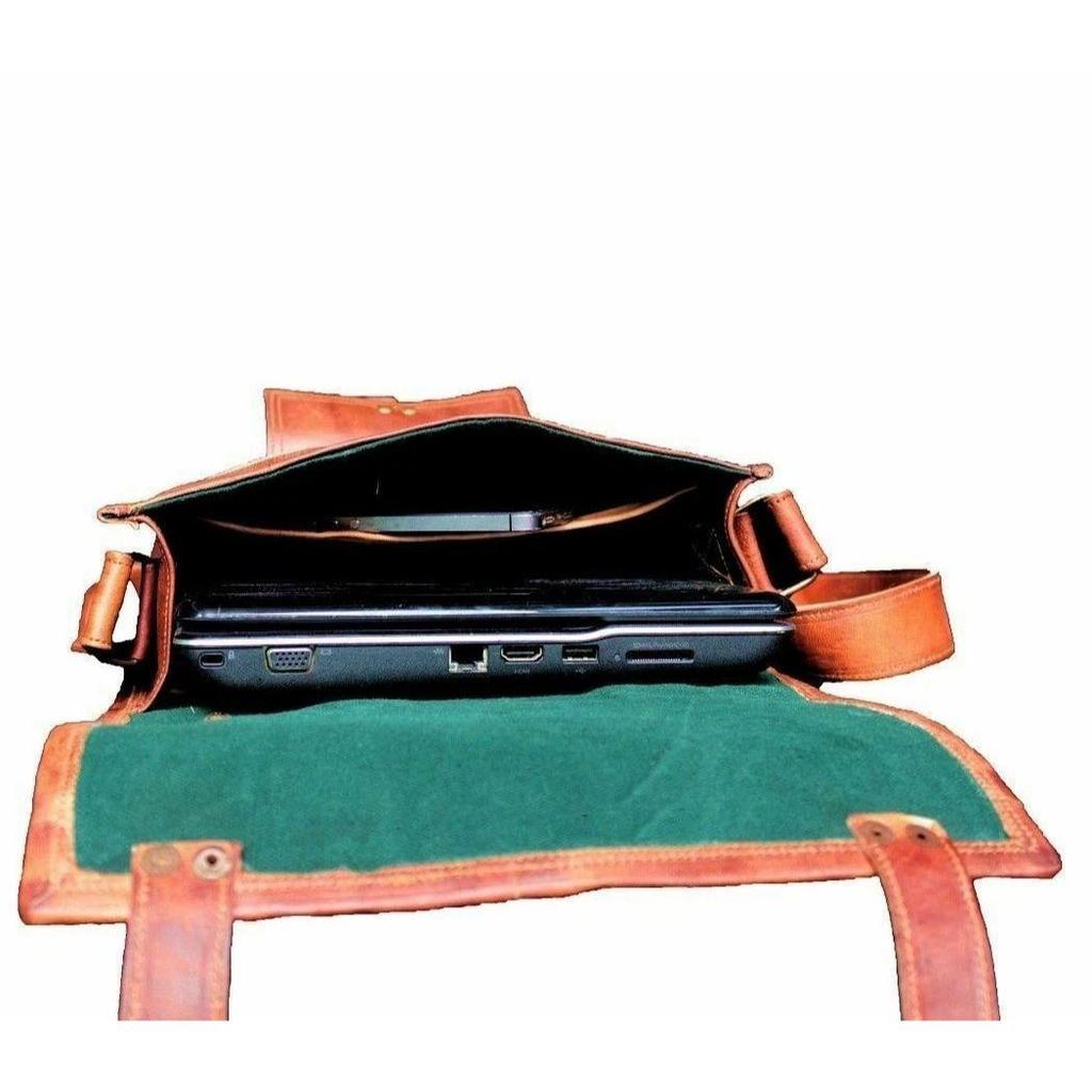 Men's Vintage Leather Messenger Shoulder Laptop Briefcase Vertical Bag New