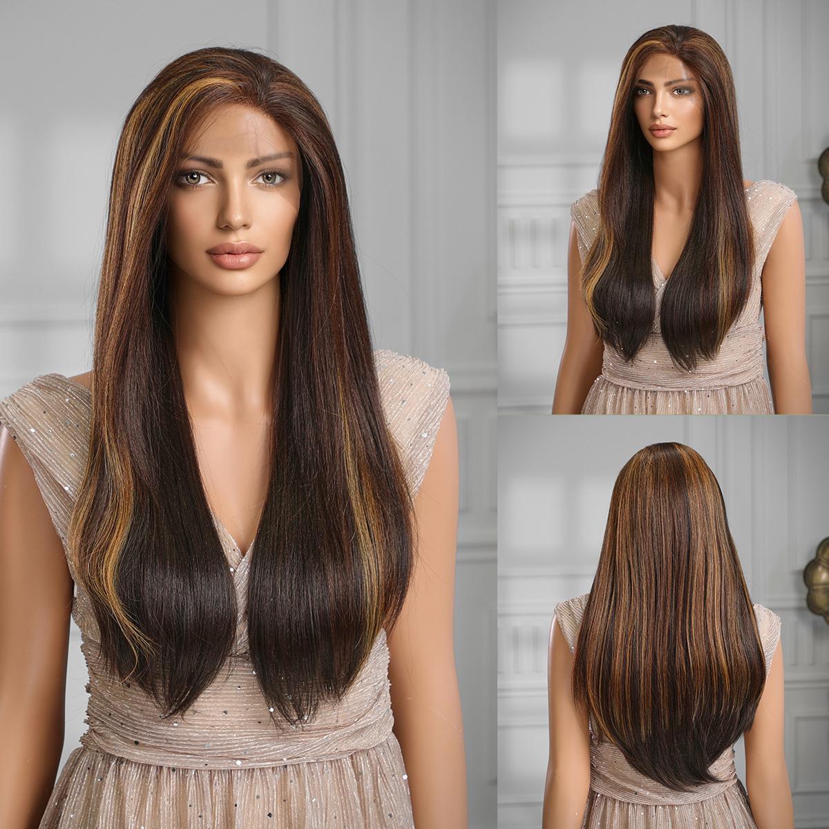 

ALAN EATON, коричневый синтетический парик на кружеве спереди, светлый волнистый парик для женщин, повседневный парик для косплея, термостойкое волокно