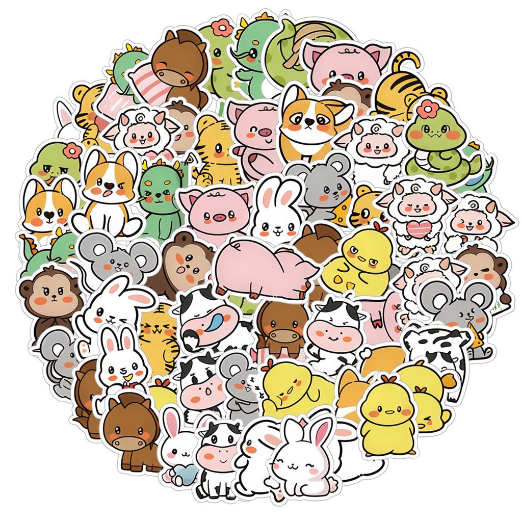 60 PC Cartoon Stickers Cute Creative Decoration Notebook Stationery Ledger DIY Stickers