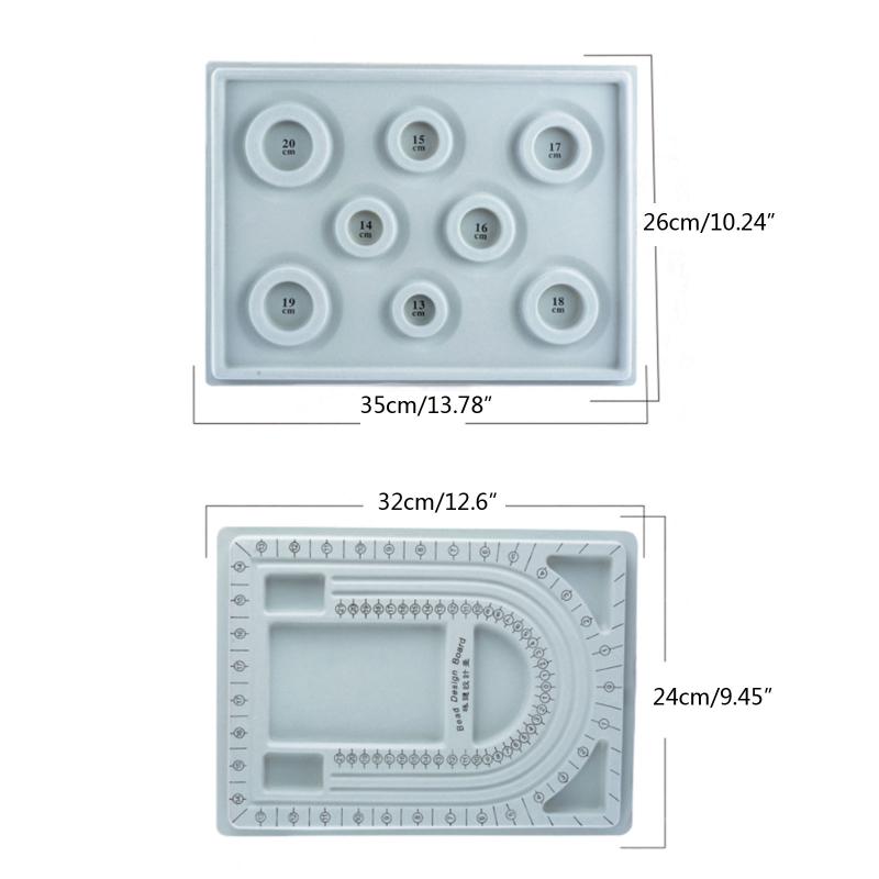 2Pcs Gray Flock Beads Tray Design Boards Kit DIY Beading Bracelet Tools Jewelry Storage Box Tray Diy Jewelry Making