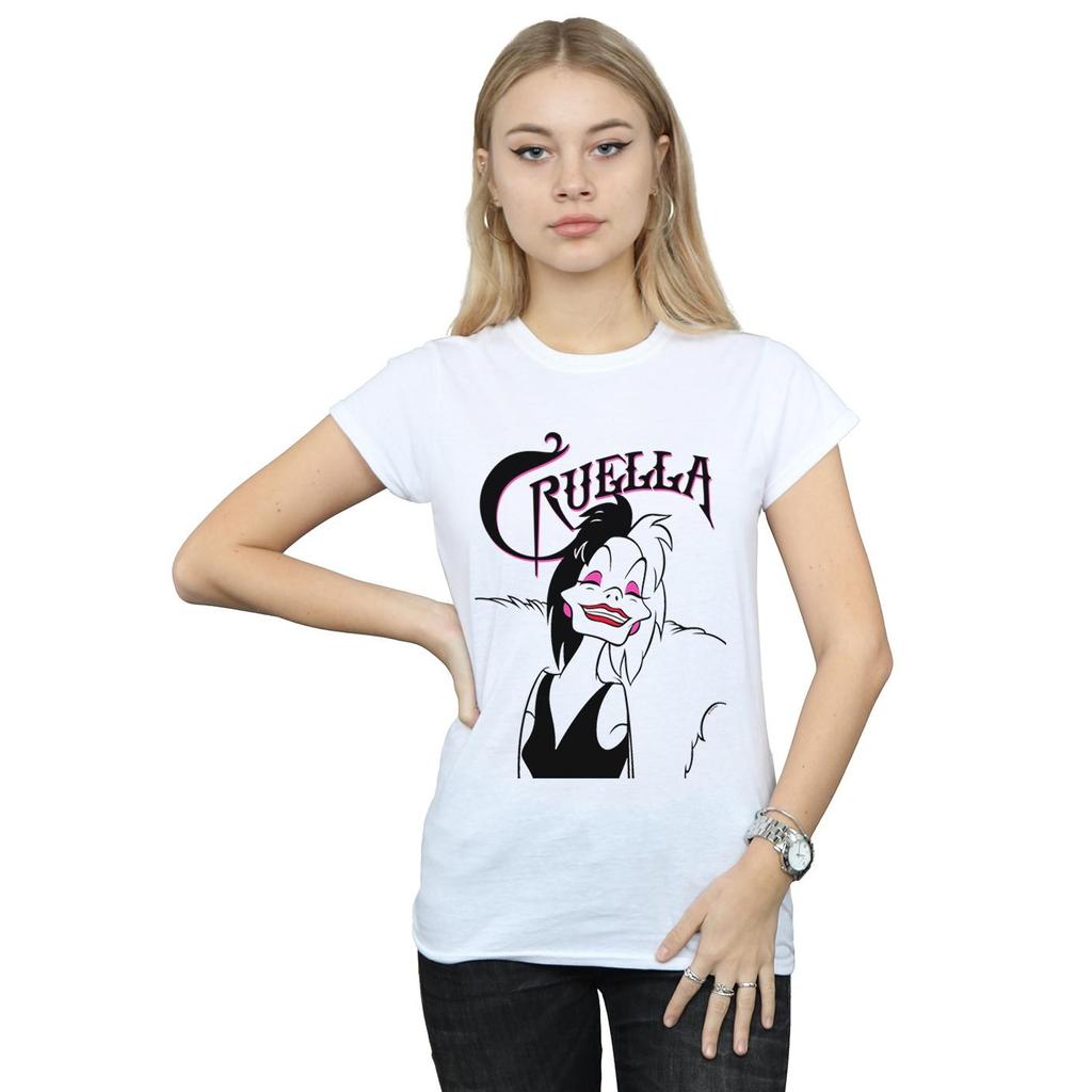 Disney Womens/Ladies Cruella De Vil Evil Smile Cotton T-Shirt