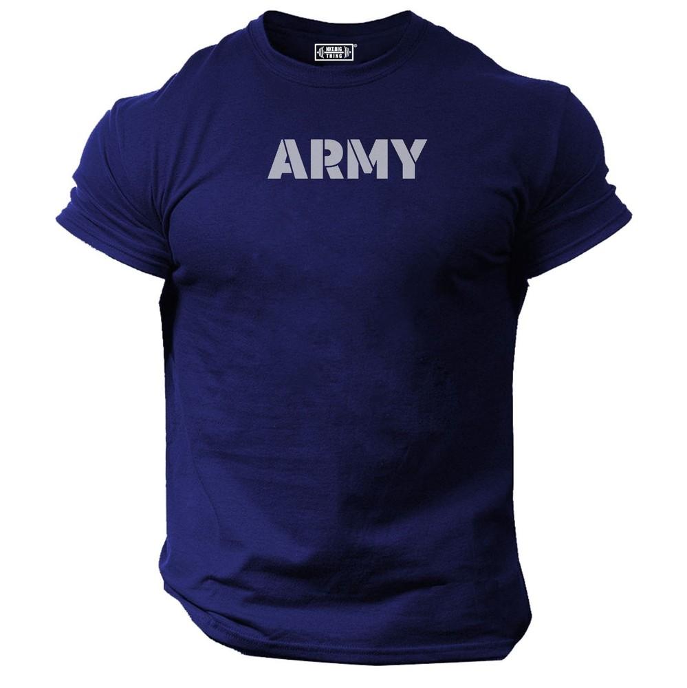 Army T Shirt Gym Clothing Bodybuilding Training Workout Exercise Boxing Mma Top