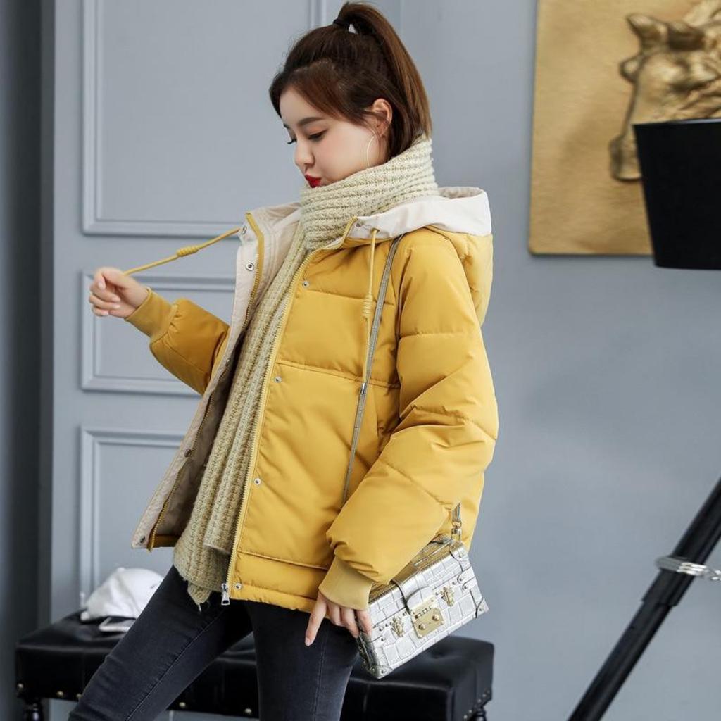 2024 New Spring and Autumn Large Size Women's Clothing Age Reduction Short Down Cotton Clothing Thickened Hooded Cotton Clothing Jacket Women's Trend
