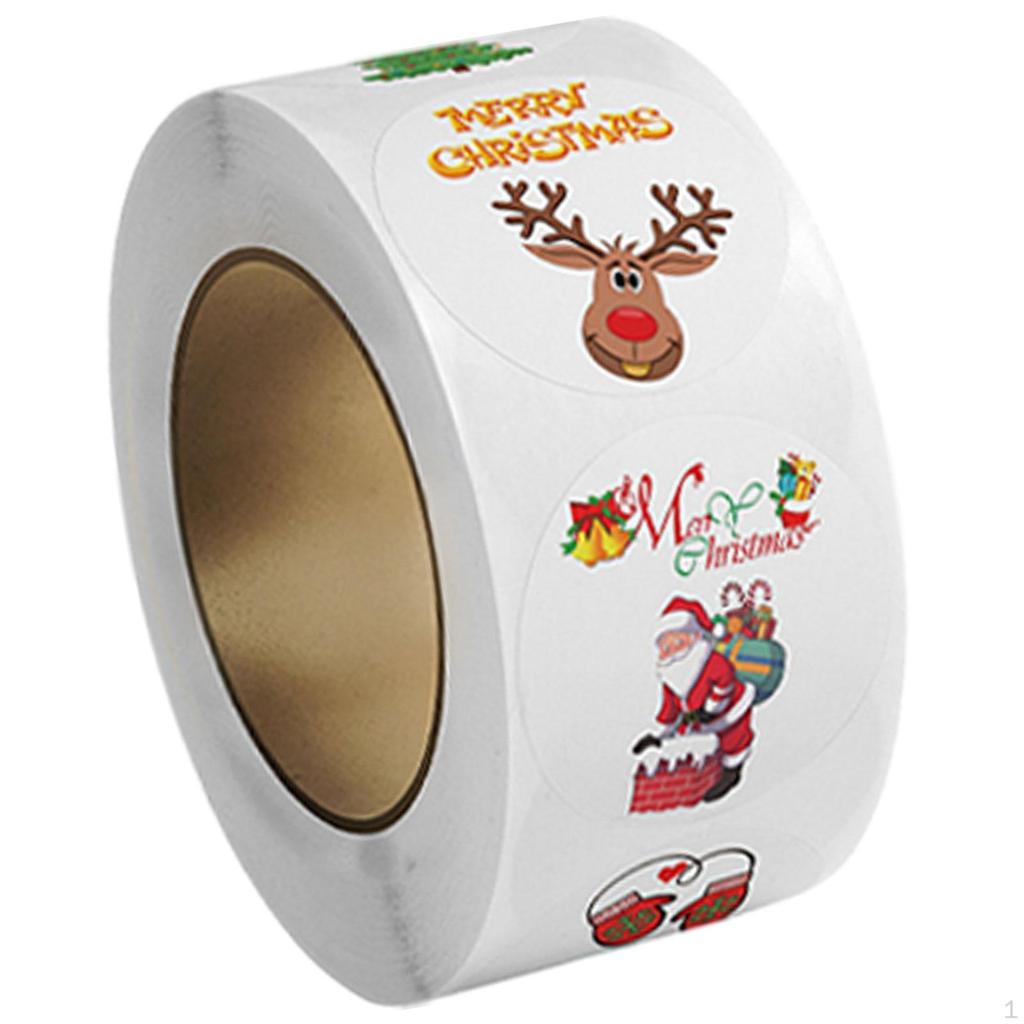 500Pcs Christmas Stickers Roll Envelope Seals Round Decorative Labels Gift Sealing for