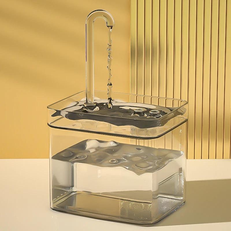 Katzentrinkbrunnen, automatischer Filter, transparenter Katzentrinker, elektrischer USB-Stummschaltungs-Umwälzfiltertrinker für Katzen, Wasserspender